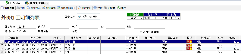 外協(xié)加工明細(xì)